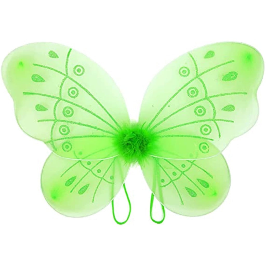 Fairy Halloween Costume Dress for Girls with Sheer Wings and Layered Tulle Skirt