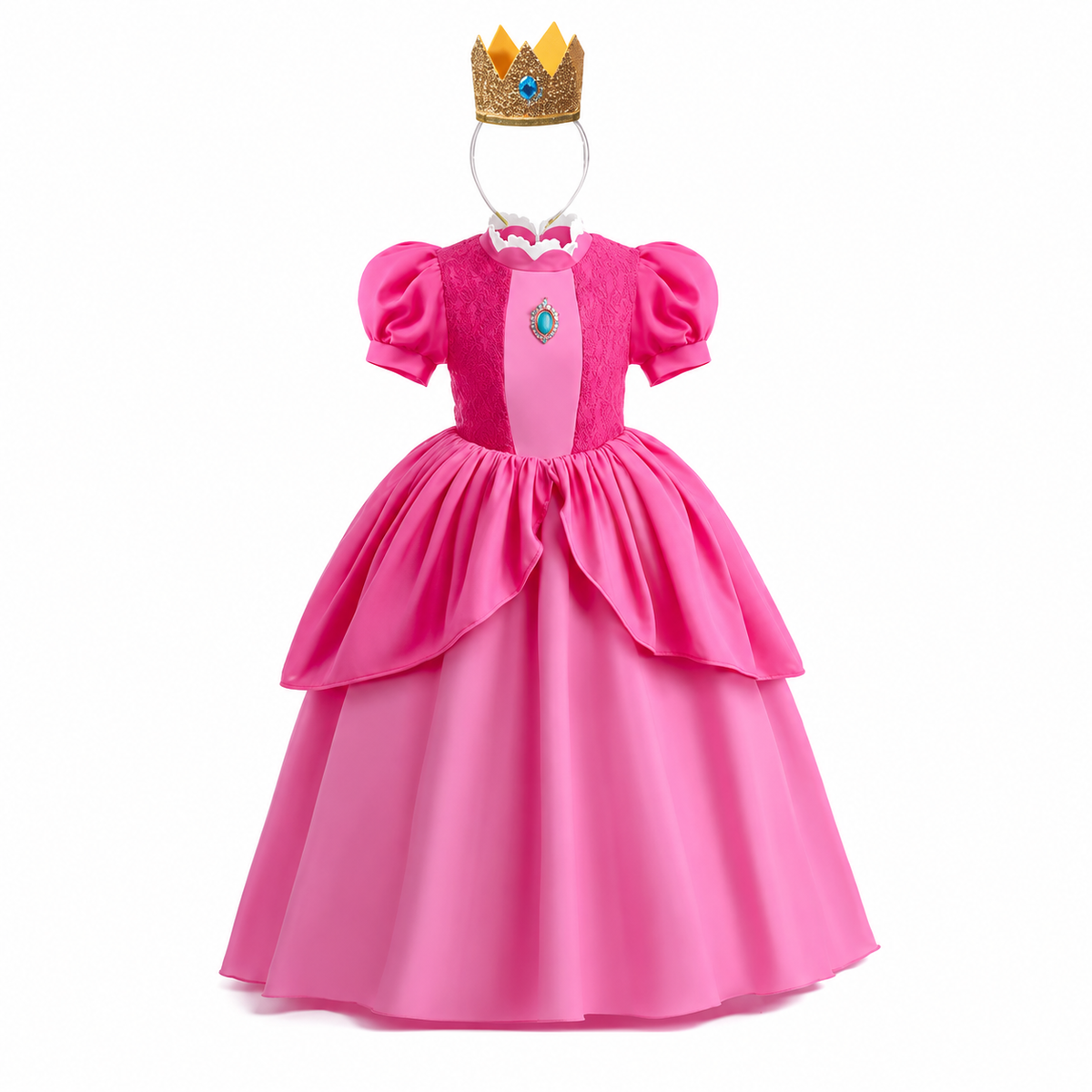 Girls Halloween Toadstool Princess Costume Dress with Crown Wand and Gloves