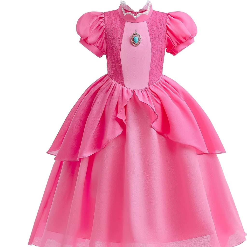 Girls Halloween Toadstool Princess Costume Dress with Crown Wand and Gloves