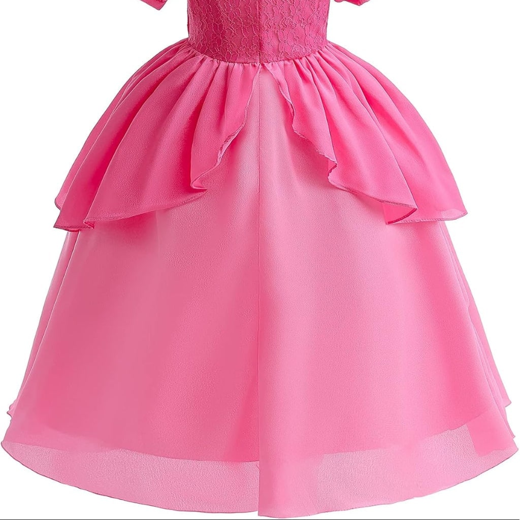 Girls Halloween Toadstool Princess Costume Dress with Crown Wand and Gloves