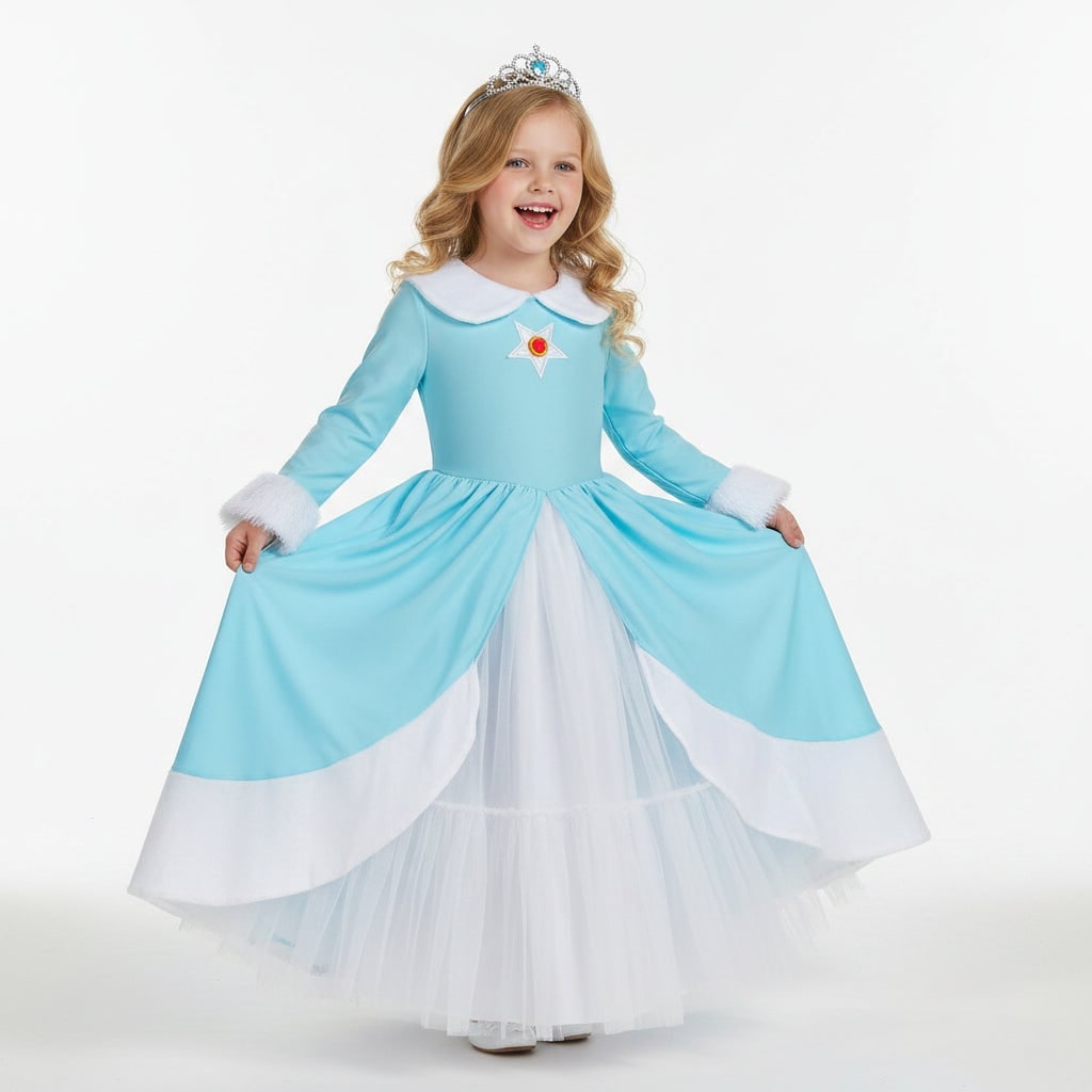 Princess Halloween Costume for Girls with Star Emblem and High-Low Tulle Hem