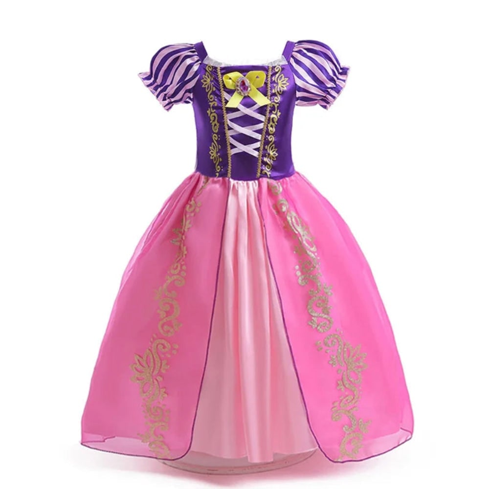 Girls Halloween Princess Dress Up Costume with Layered Tulle Skirt and Satin Bodice