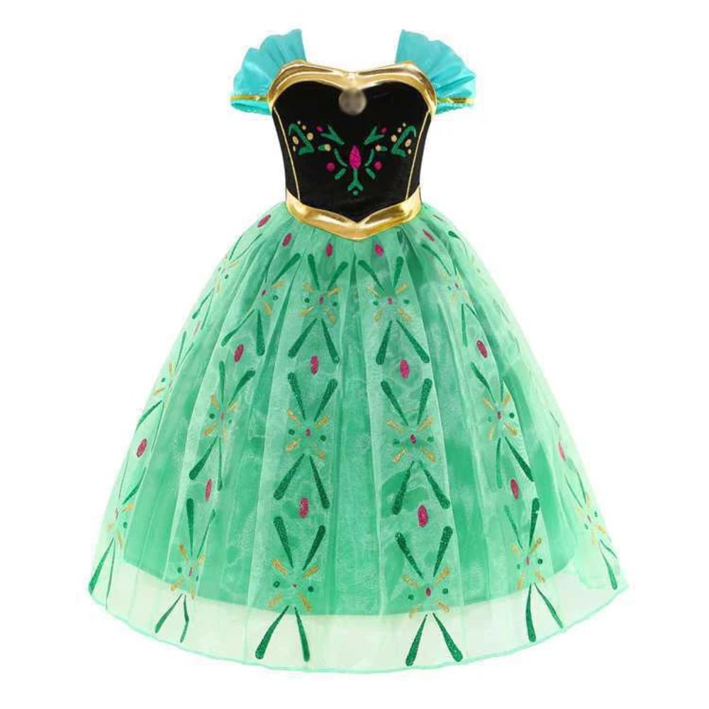 Girls Halloween Princess Dress Up Costume with Layered Tulle Skirt and Satin Bodice