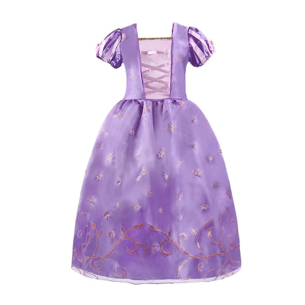 Girls Halloween Princess Dress Up Costume with Layered Tulle Skirt and Satin Bodice