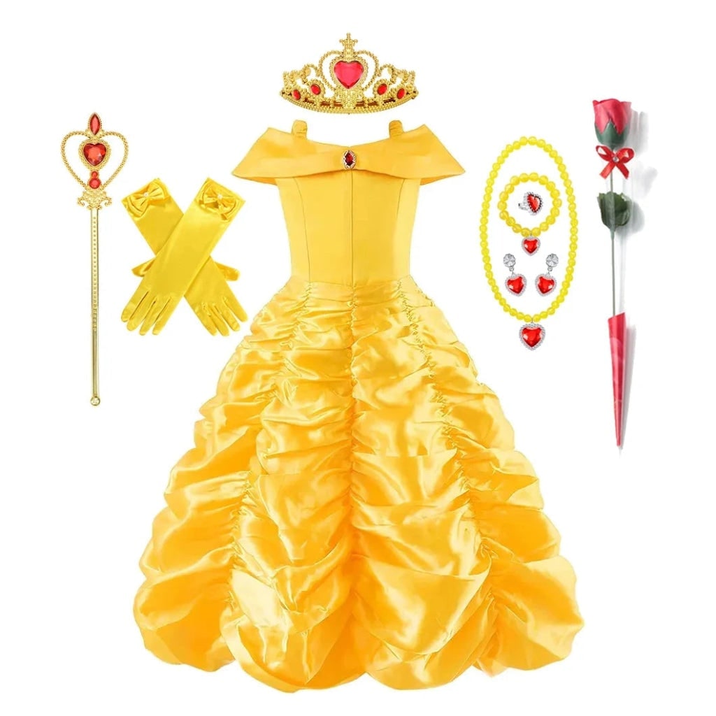 Girls Halloween Princess Costume with Satin Ball Gown Tiara and Sceptre