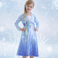 Girls Princess Halloween Costume with Satin Gown Cape and Snowflake Wand Set