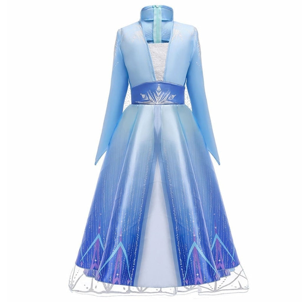 Girls Princess Halloween Costume with Satin Gown Cape and Snowflake Wand Set