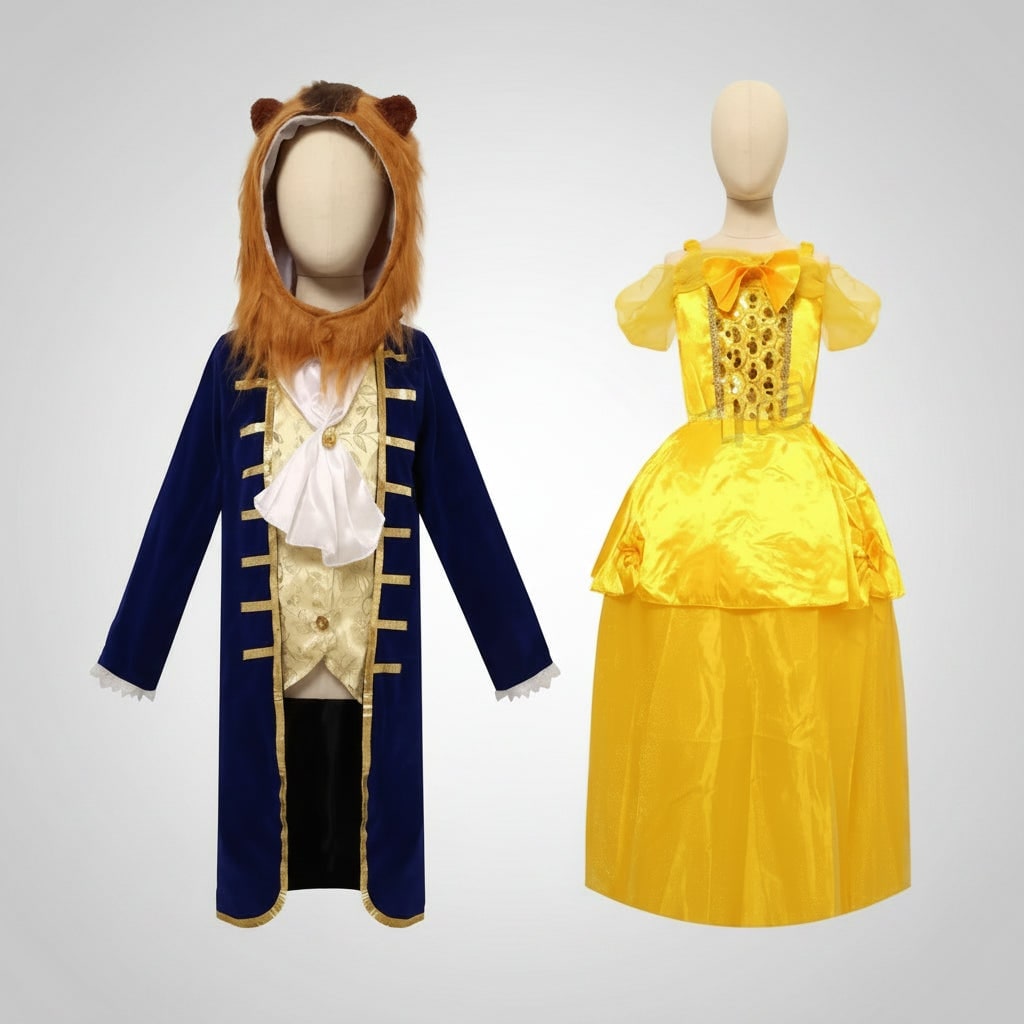 Girls Princess Dress with Gold Sequin Bodice Star Wand and Tulle Skirt
