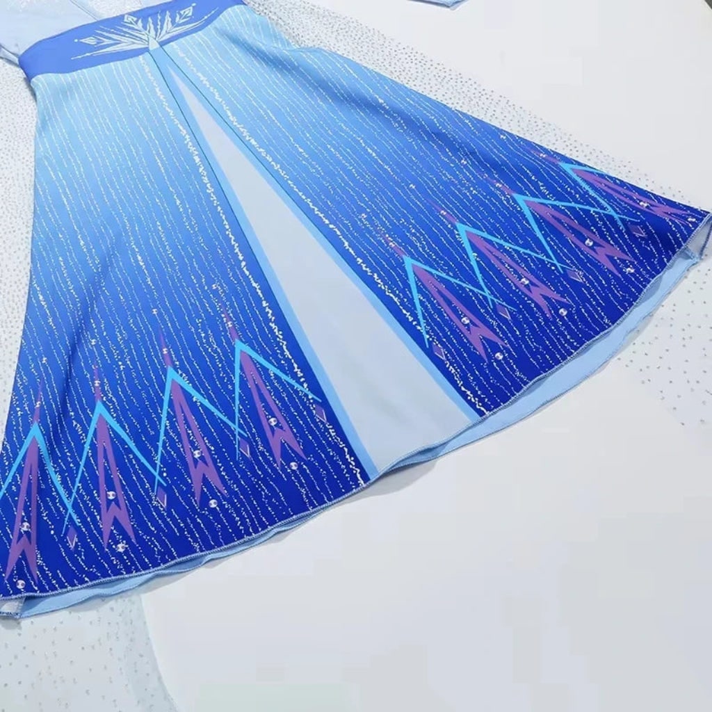 Princess Costume Dress with Sequined Bodice and Flowing Split Front Skirt