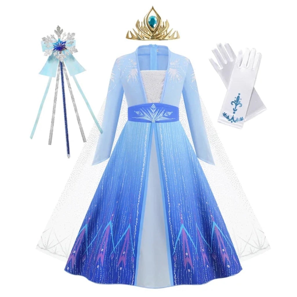 Princess Costume Dress with Sequined Bodice and Flowing Split Front Skirt