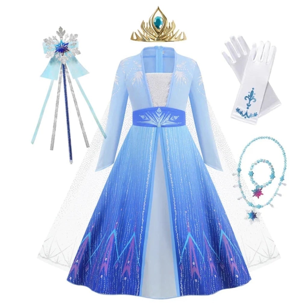 Princess Costume Dress with Sequined Bodice and Flowing Split Front Skirt