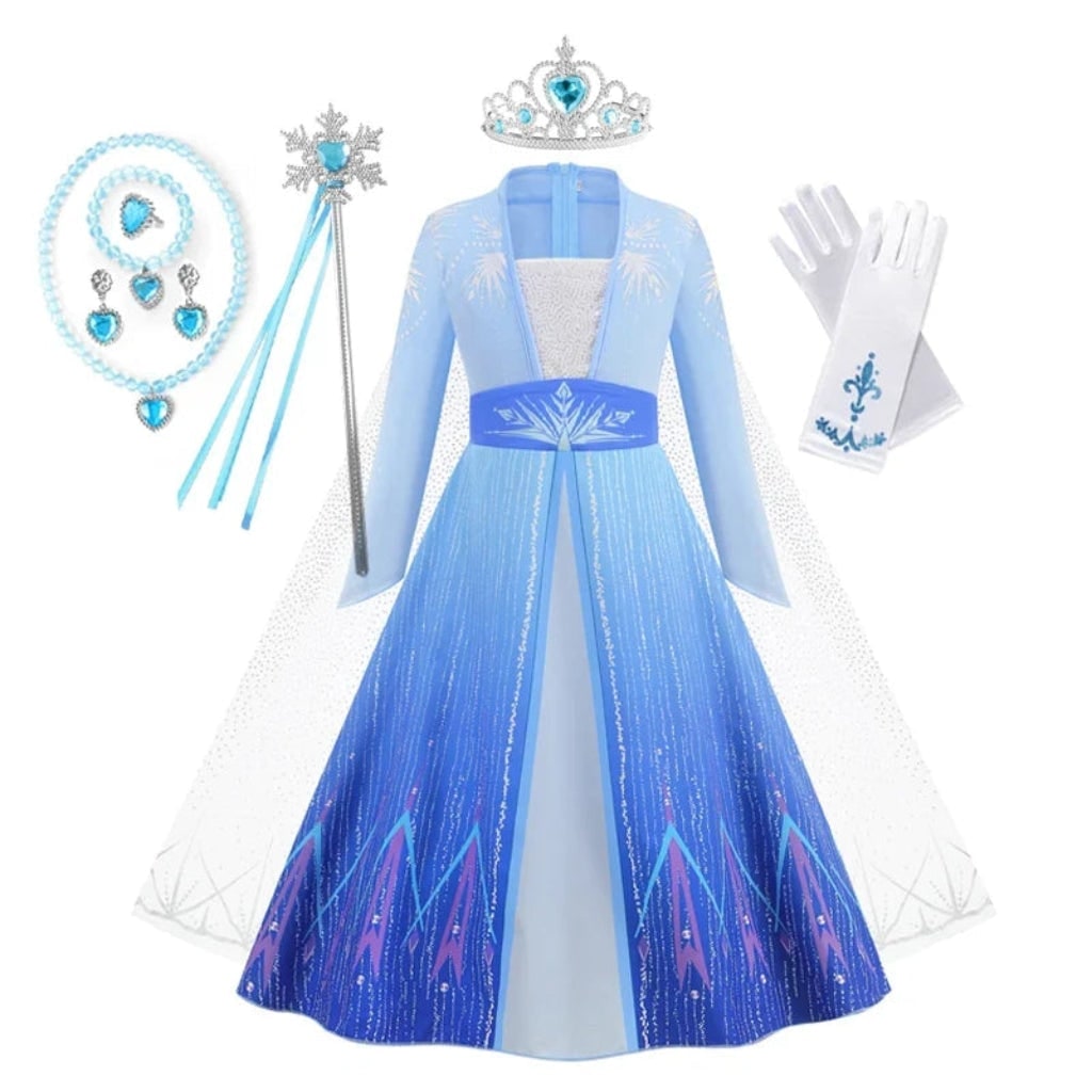 Princess Costume Dress with Sequined Bodice and Flowing Split Front Skirt