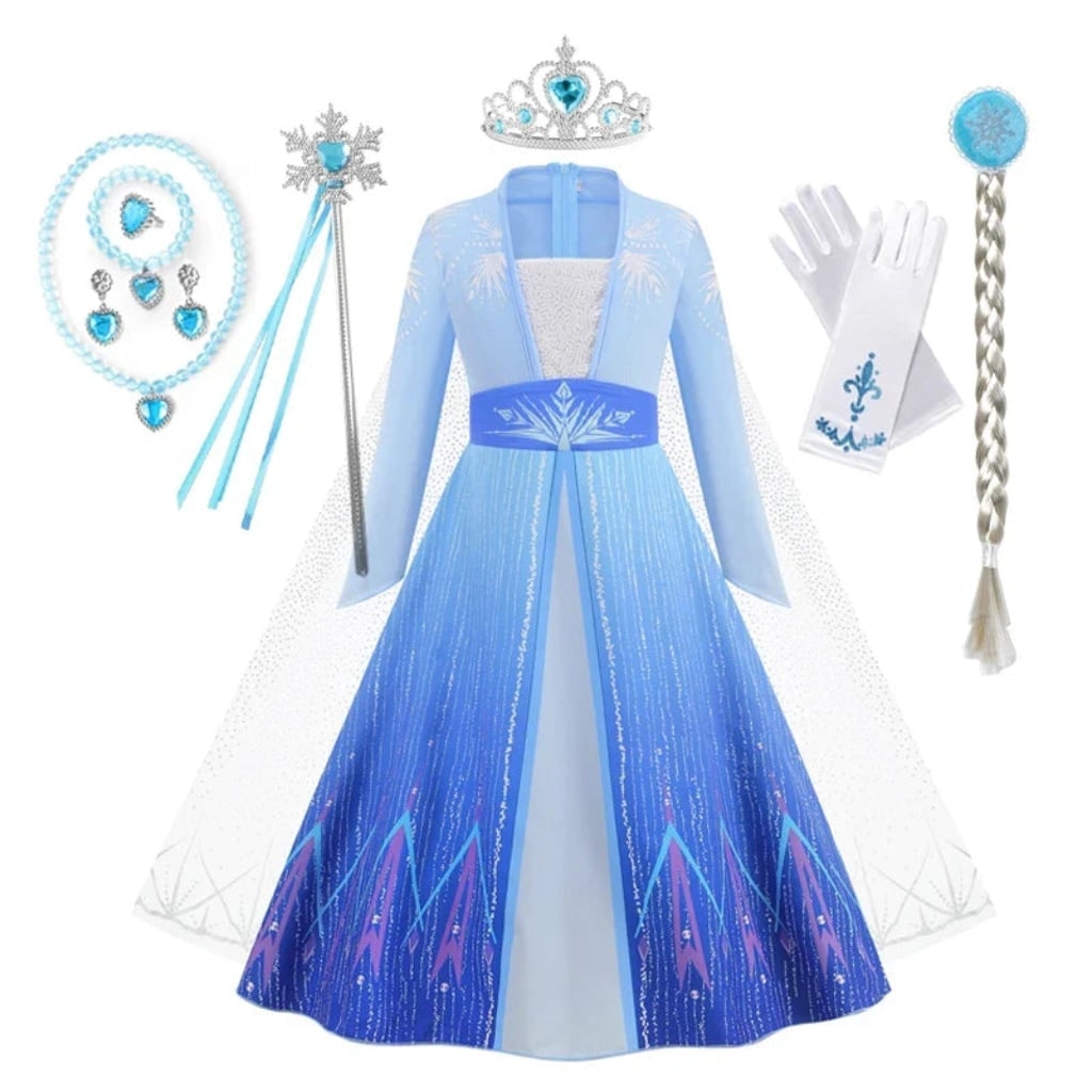 Princess Costume Dress with Sequined Bodice and Flowing Split Front Skirt