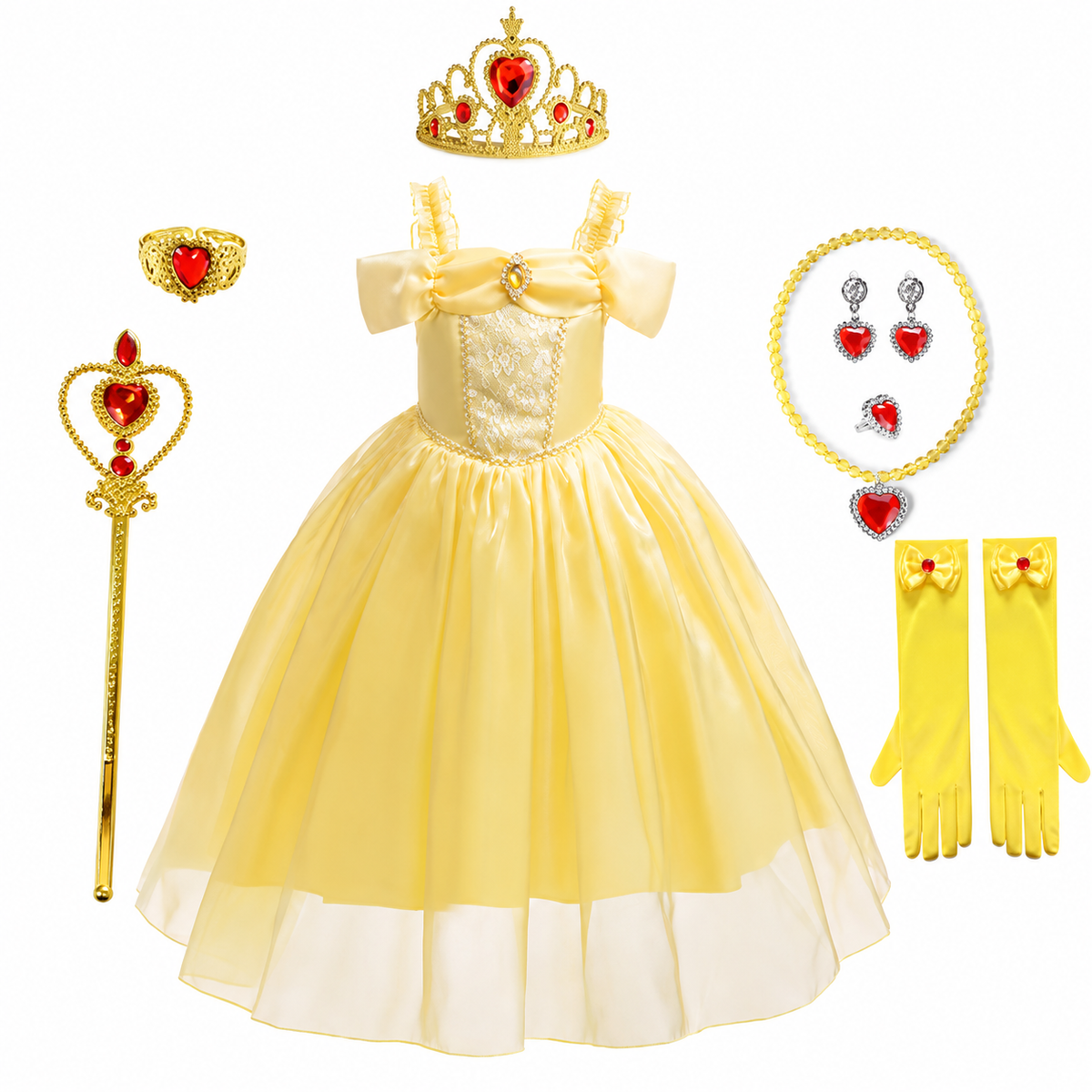 Girls Halloween Princess Costume Complete Dress-Up Set with Gown and Accessories