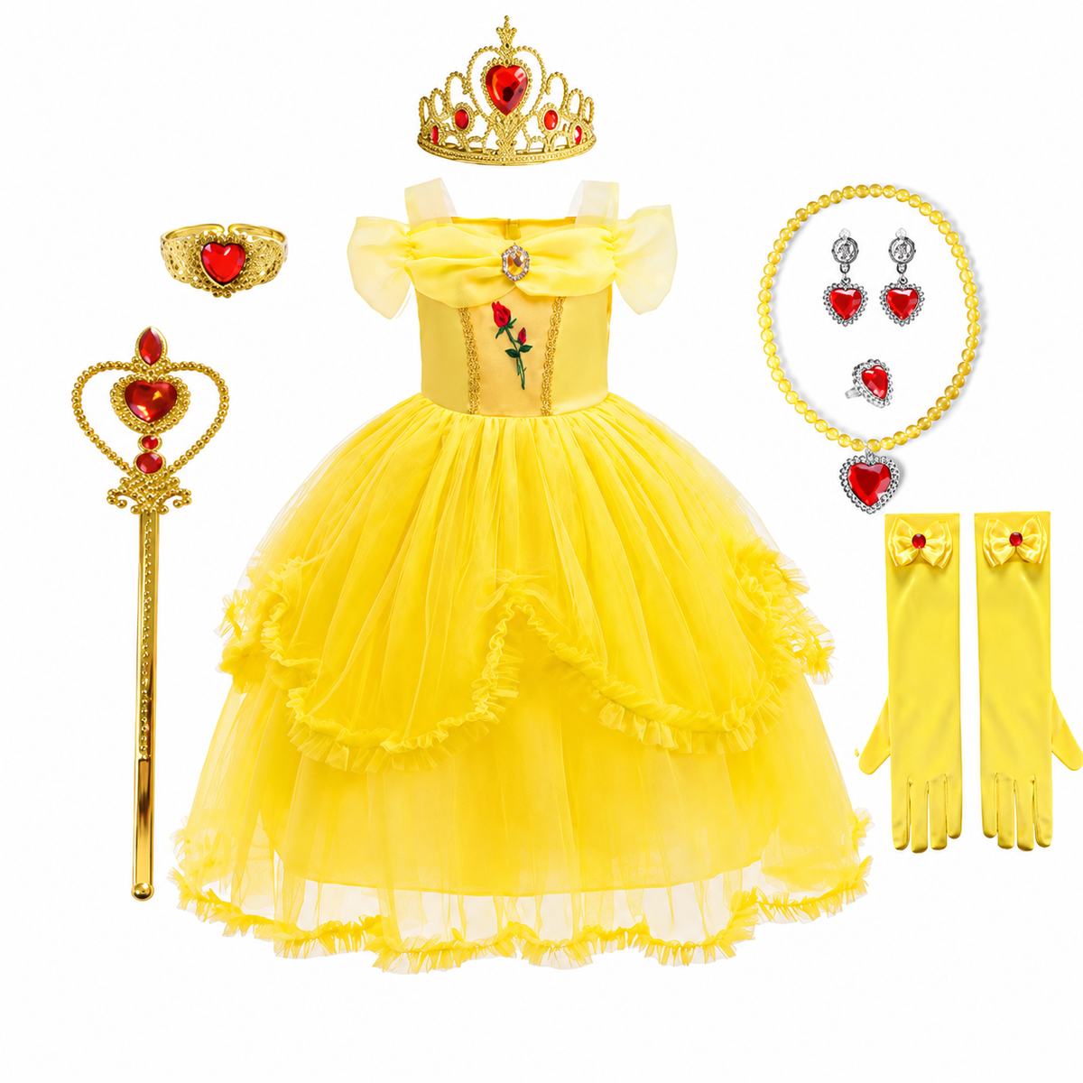 Girls Halloween Princess Costume Complete Dress-Up Set with Gown and Accessories