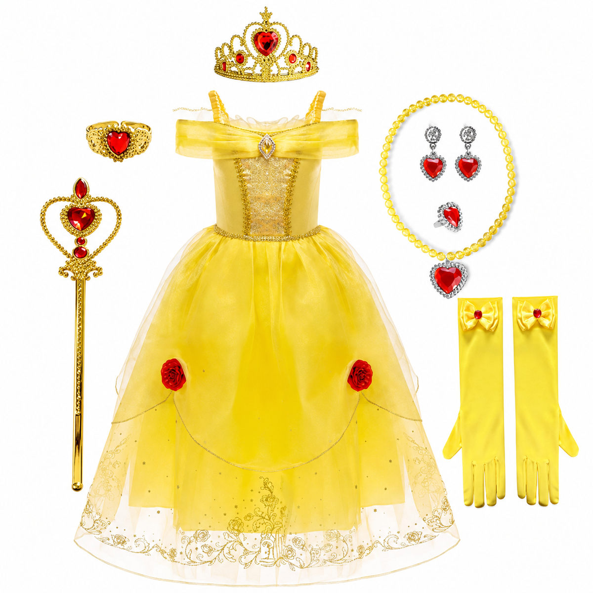 Girls Halloween Princess Costume Complete Dress-Up Set with Gown and Accessories