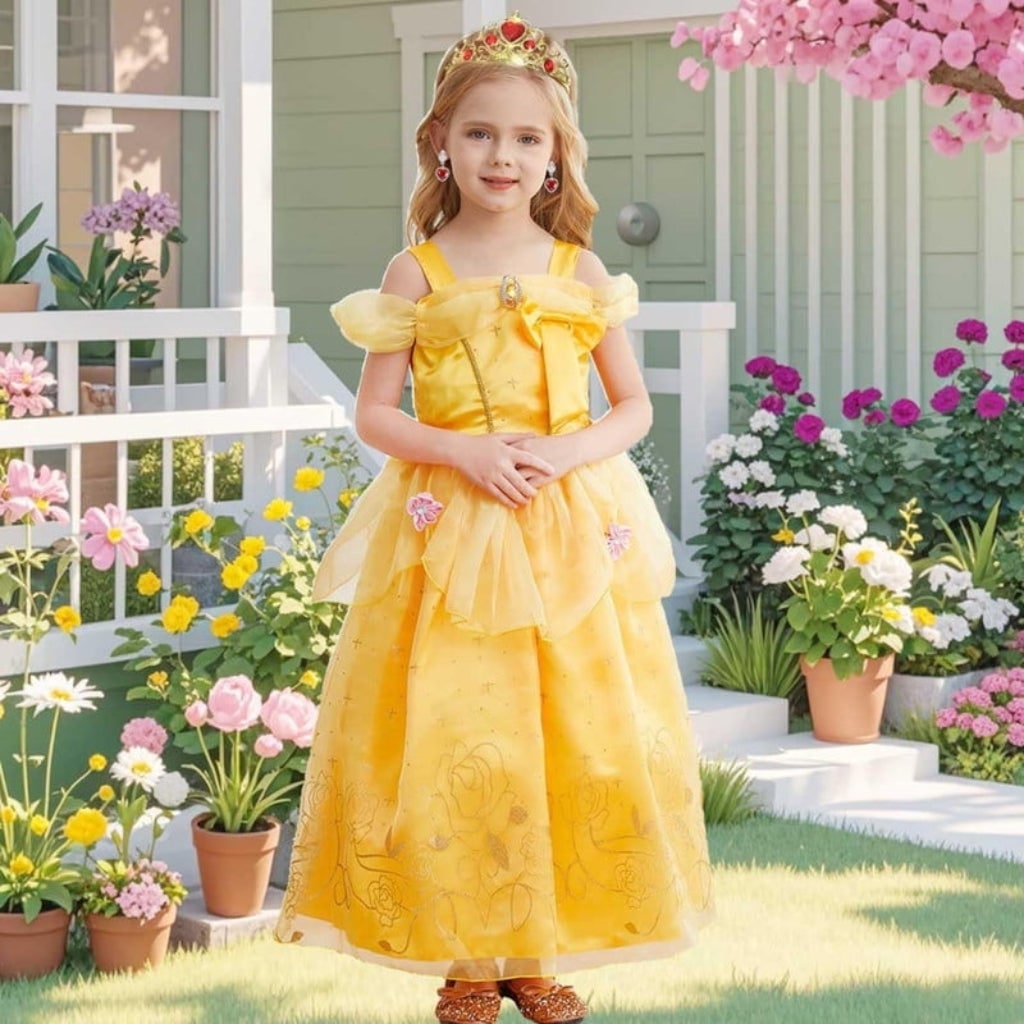 Girls Halloween Princess Costume Complete Dress-Up Set with Gown and Accessories