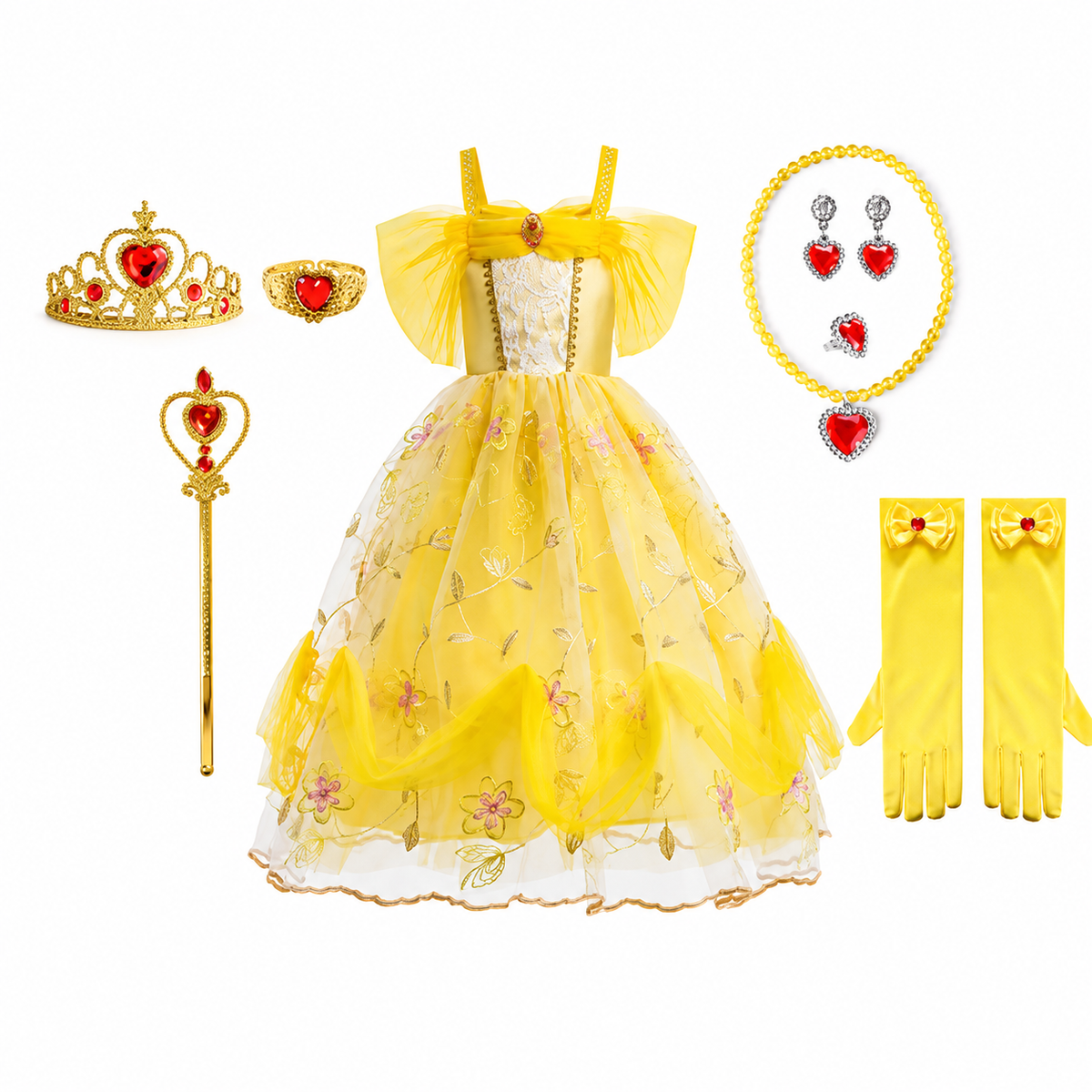 Girls Halloween Princess Costume Complete Dress-Up Set with Gown and Accessories
