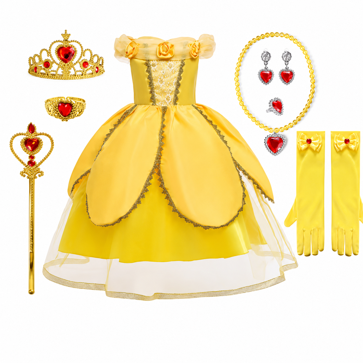 Girls Halloween Princess Costume Complete Dress-Up Set with Gown and Accessories