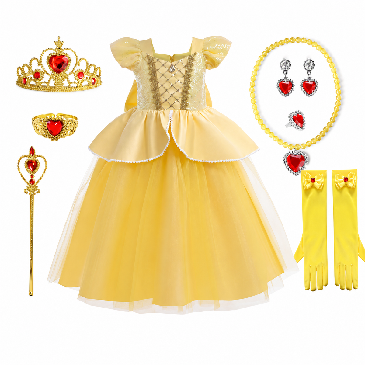 Girls Halloween Princess Costume Complete Dress-Up Set with Gown and Accessories