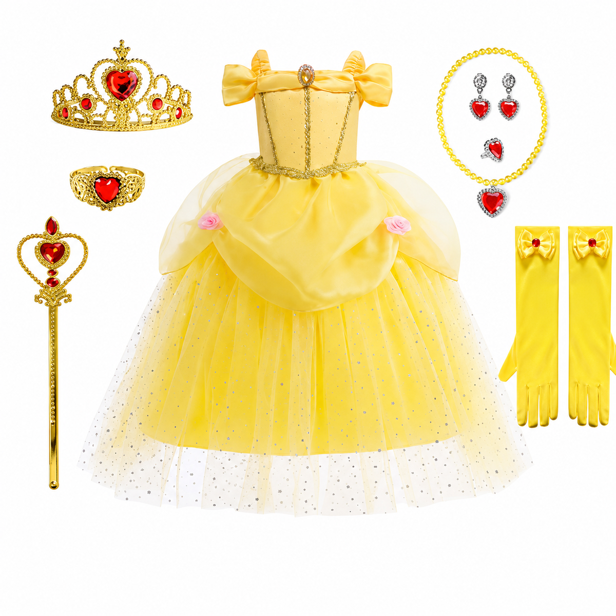 Girls Halloween Princess Costume Complete Dress-Up Set with Gown and Accessories