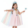 Halloween Princess Costume Set for Children with Tulle Cape Tiara and Toy Wand