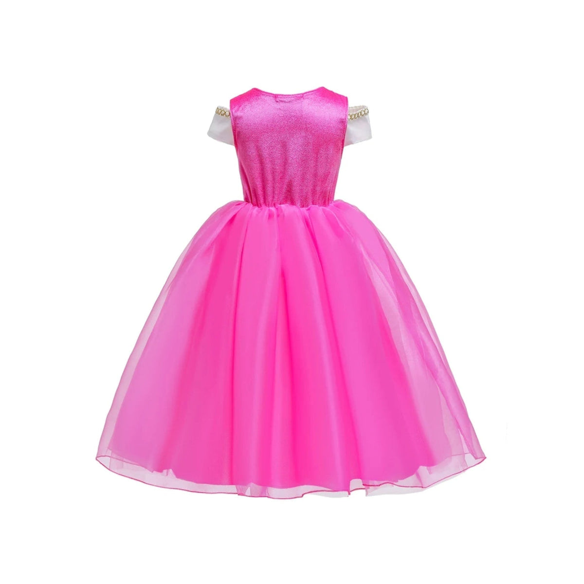 Girls Princess Costume Dress with Sheer Overlay Skirt Tiara and Gloves