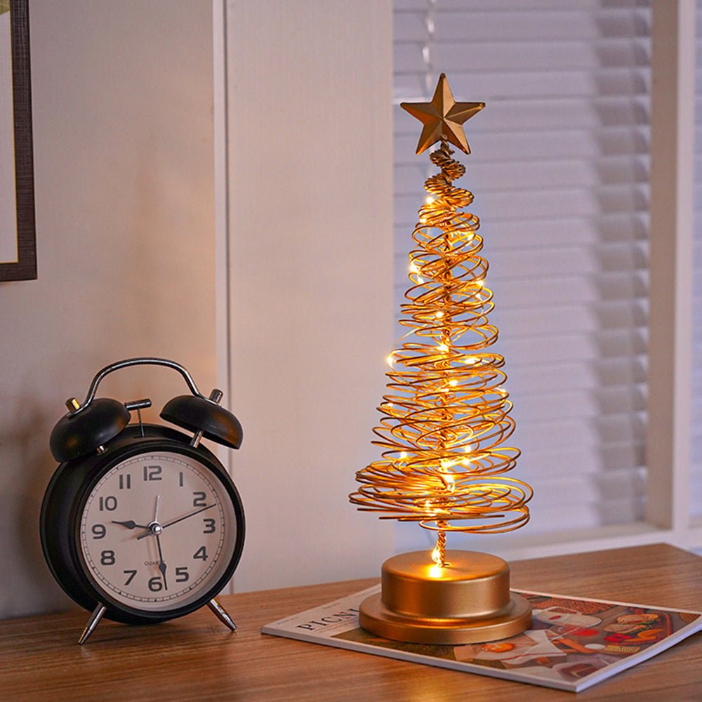 Christmas Tree Star Topped Spiral LED 33 cm in Gold or White