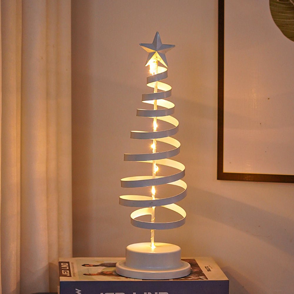 Christmas Tree Star Topped Spiral LED 33 cm in Gold or White