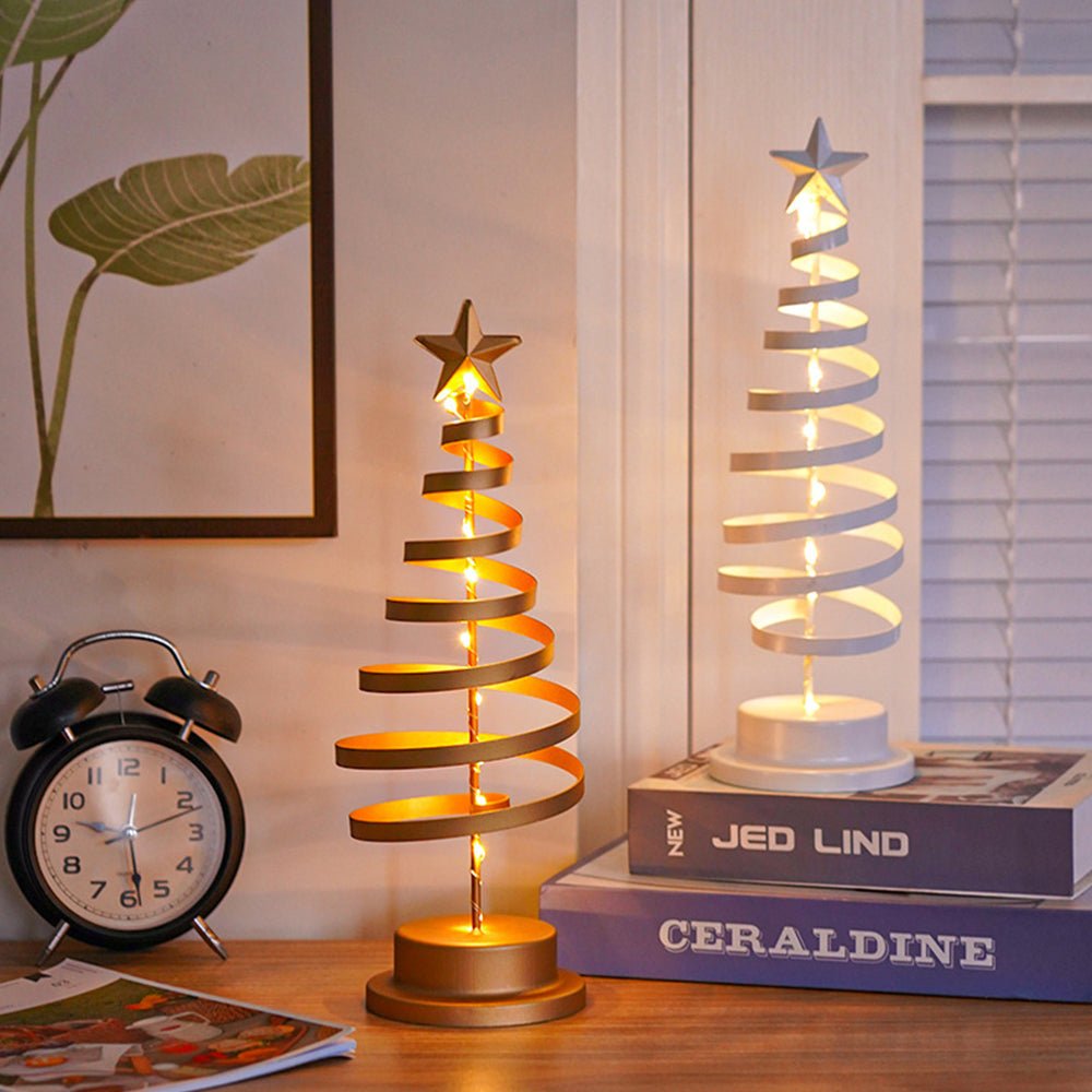 Christmas Tree Star Topped Spiral LED 33 cm in Gold or White