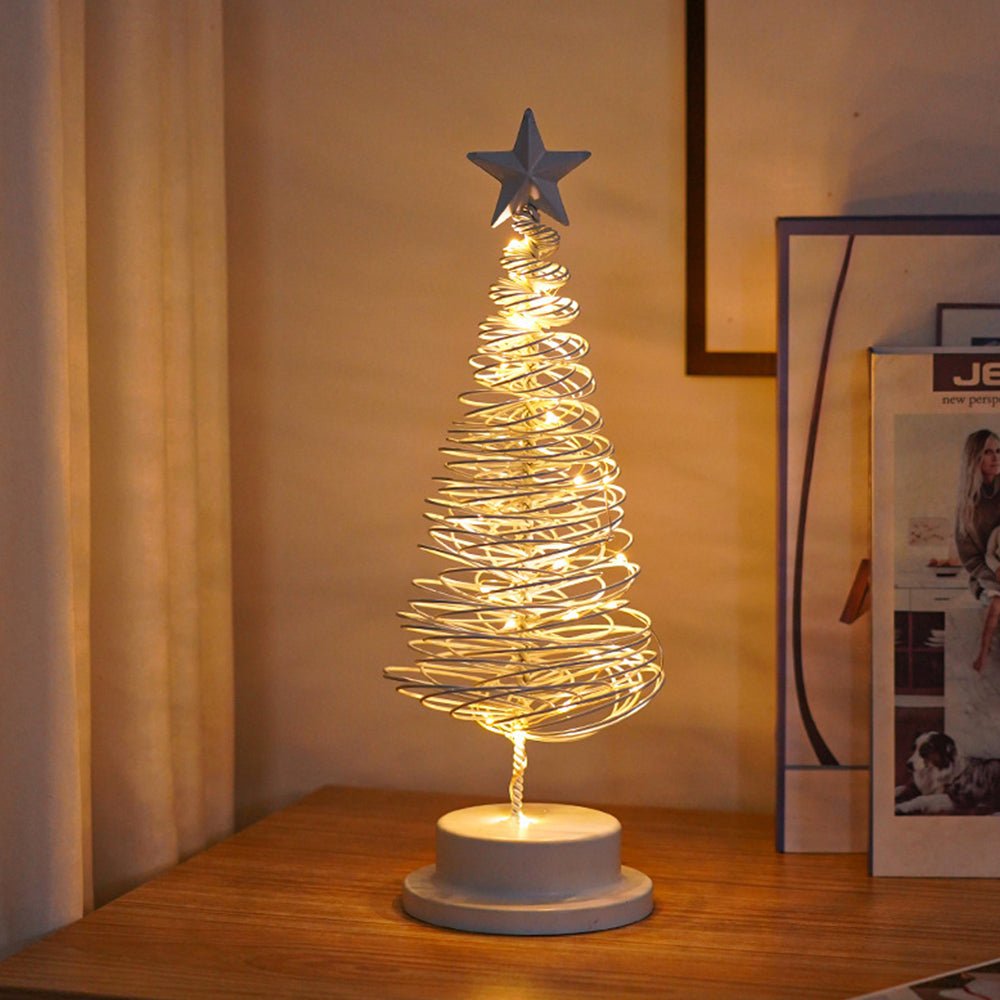 Christmas Tree Star Topped Spiral LED 33 cm in Gold or White