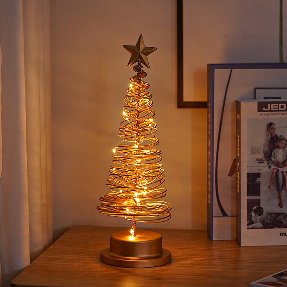 Christmas Tree Star Topped Spiral LED 33 cm in Gold or White