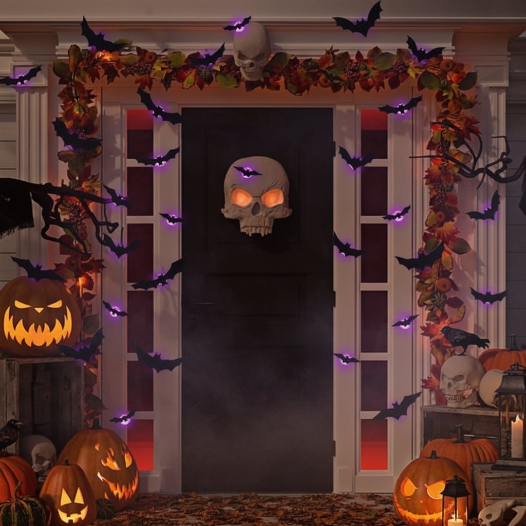 Halloween Bats 3D Wall Decals with LED Backlights and Peel Off Adhesive Film