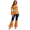 70s Hippie Costume Three Piece Set with Bell Bottom Trousers and Headband