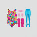 80s Halloween Costumes Aerobics Leotard Set with Leg Warmers Headband and Wristbands