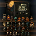 Halloween Advent Calendar Countdown with Spooky Miniature Figurines and Gothic Tabletop Decor
