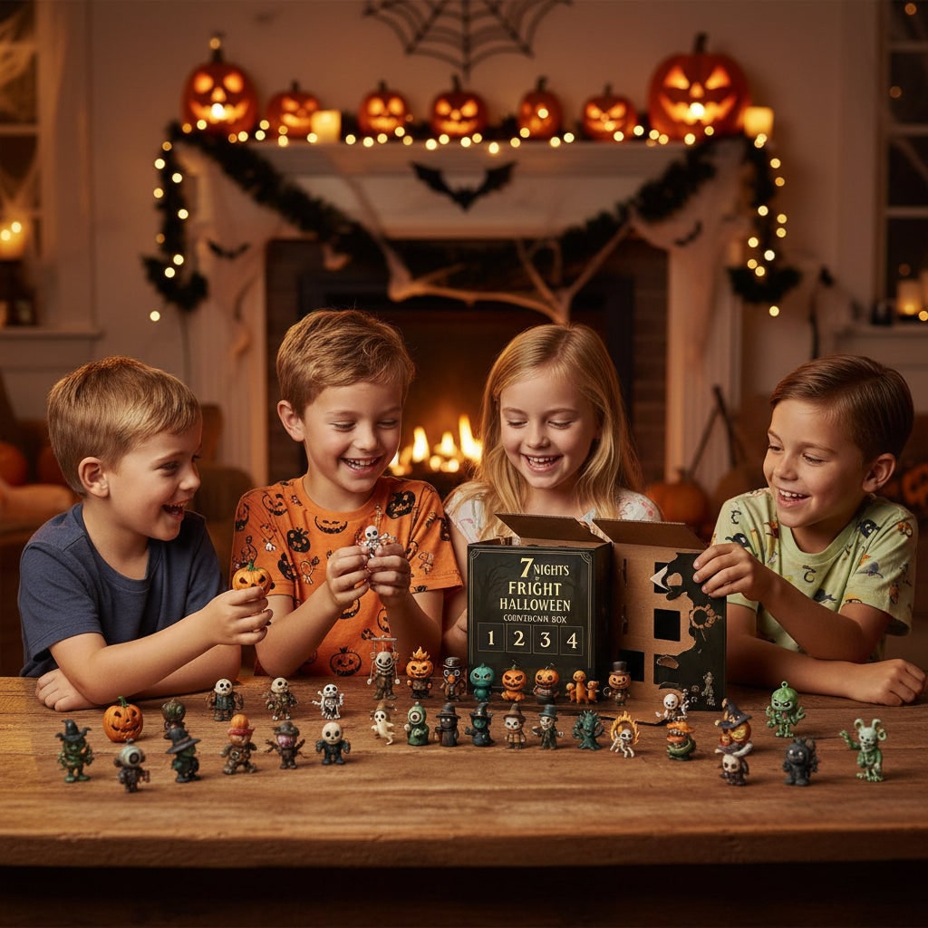Toy Advent Calendar for Halloween Countdown with Spooky Hand Painted Figurines Indoor Decor