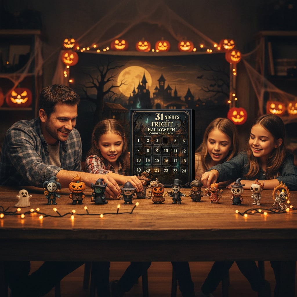 Toy Advent Calendar for Halloween Countdown with Spooky Hand Painted Figurines Indoor Decor