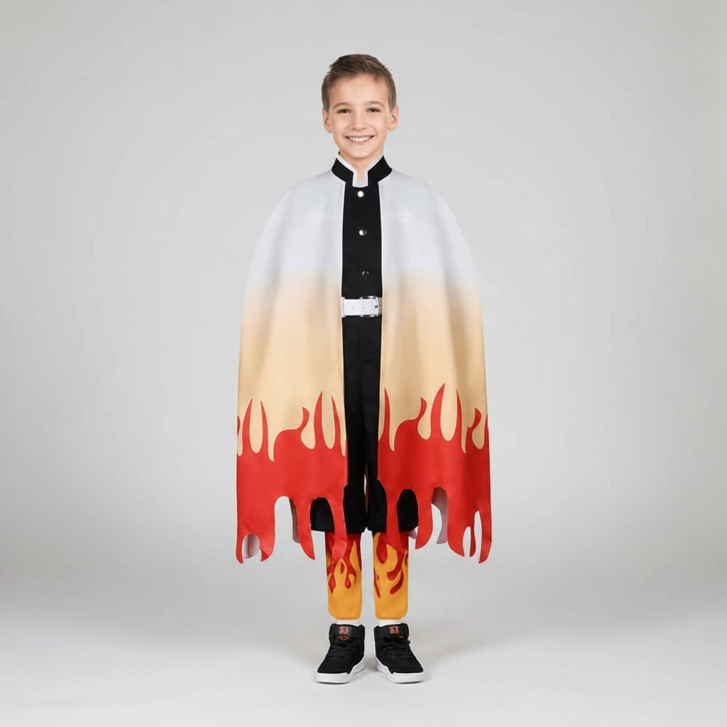 Halloween Costumes for Kids with Anime Cosplay Demon Jacket Cropped Trousers and Leg Wraps