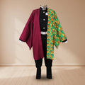 Halloween Costumes for Anime Cosplay with Light-Up Mask with Spiky Wig and Split Haori Jacket