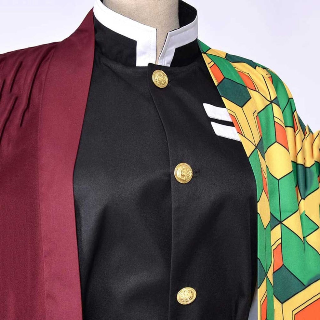 Halloween Costumes for Anime Cosplay with Light-Up Mask with Spiky Wig and Split Haori Jacket