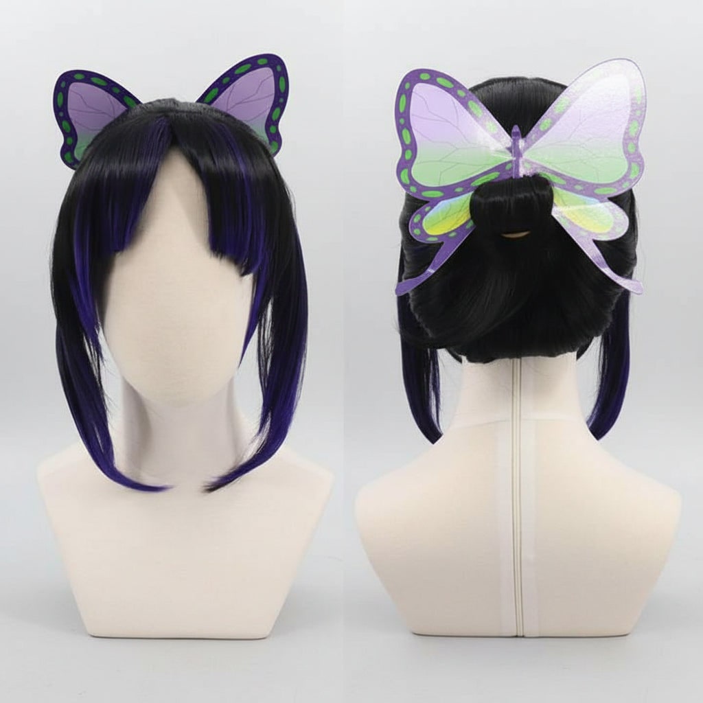 Halloween Costumes Anime Cosplay Set with Butterfly Wing Kimono Haori Jacket Trousers and Belt