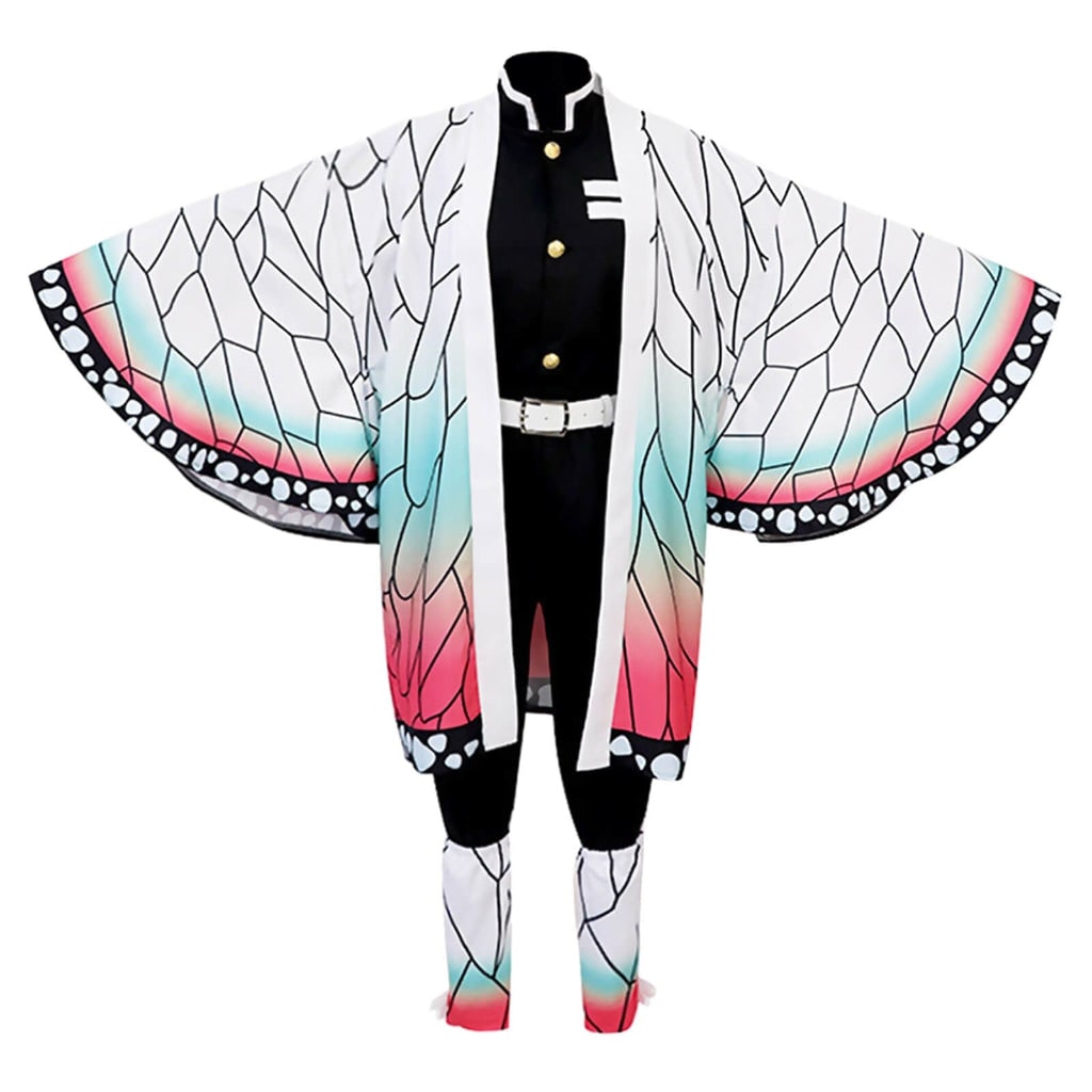 Halloween Costumes Anime Cosplay Set with Butterfly Wing Kimono Haori Jacket Trousers and Belt