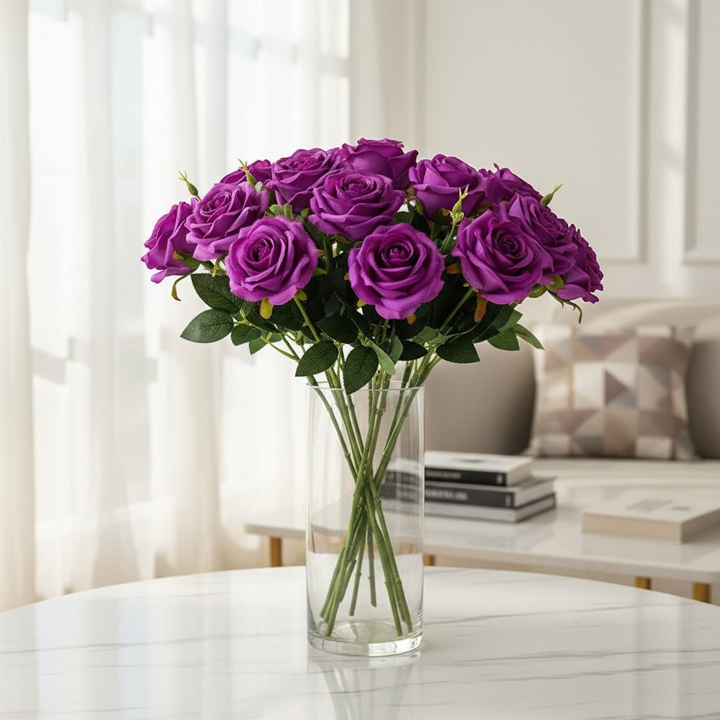 Halloween Party Decorations Artificial Long Stem Roses with Fabric Petals for Weddings