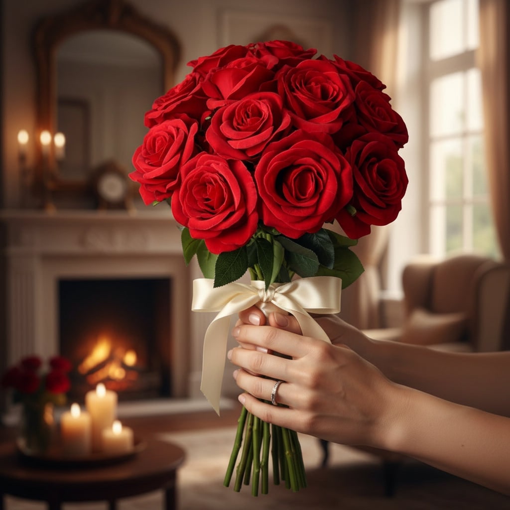 Halloween Party Decorations Artificial Long Stem Roses with Fabric Petals for Weddings