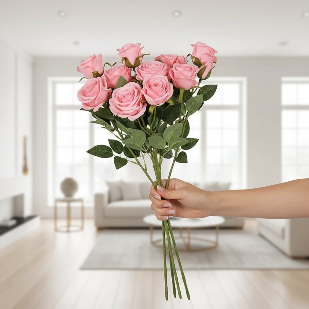 Halloween Party Decorations Artificial Long Stem Roses with Fabric Petals for Weddings