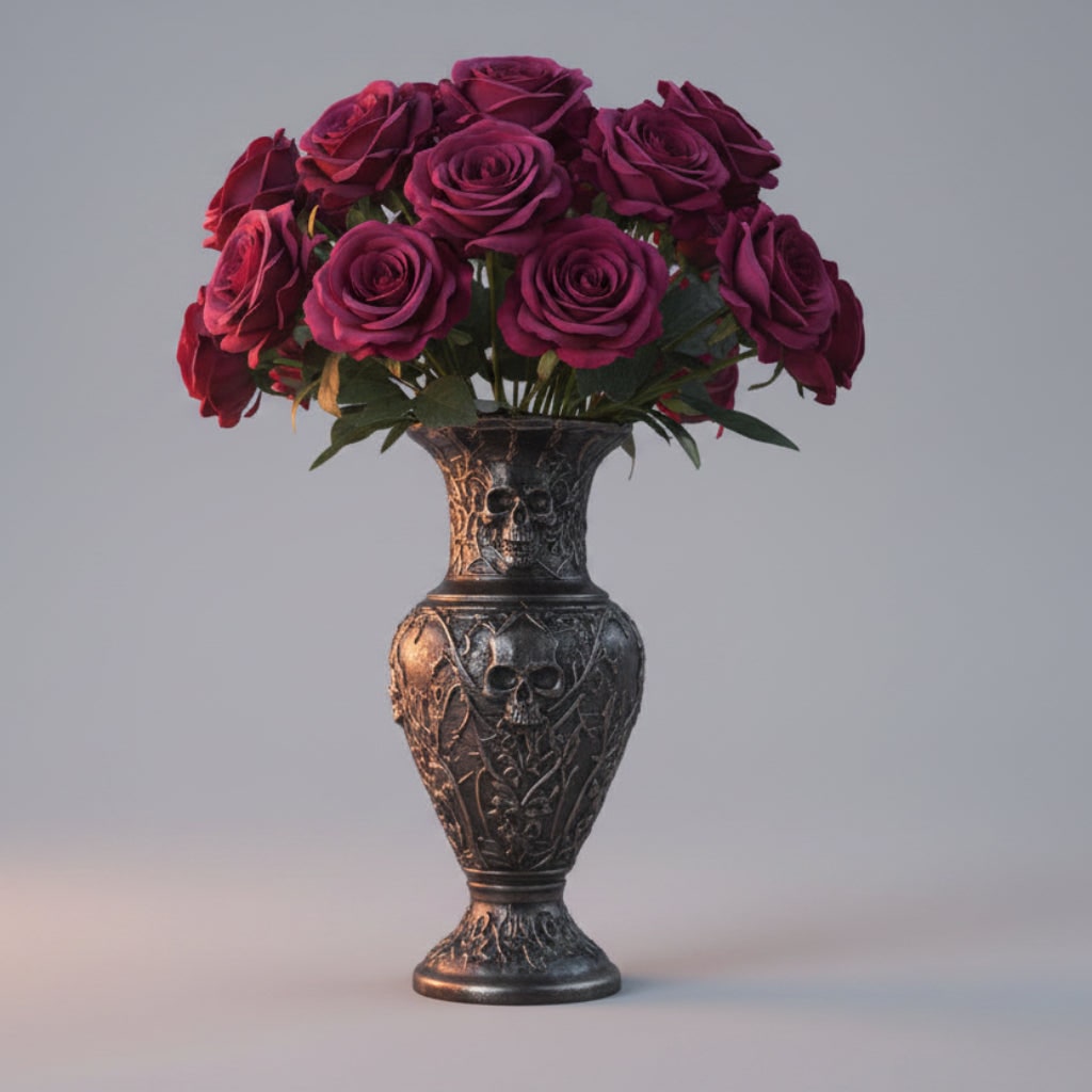 Artificial Rose Bouquet with Layered Fabric Petals for Halloween Decorations