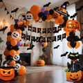Halloween Balloon Arch Kit with Foil Banner and Adhesive Tape for Party Decor