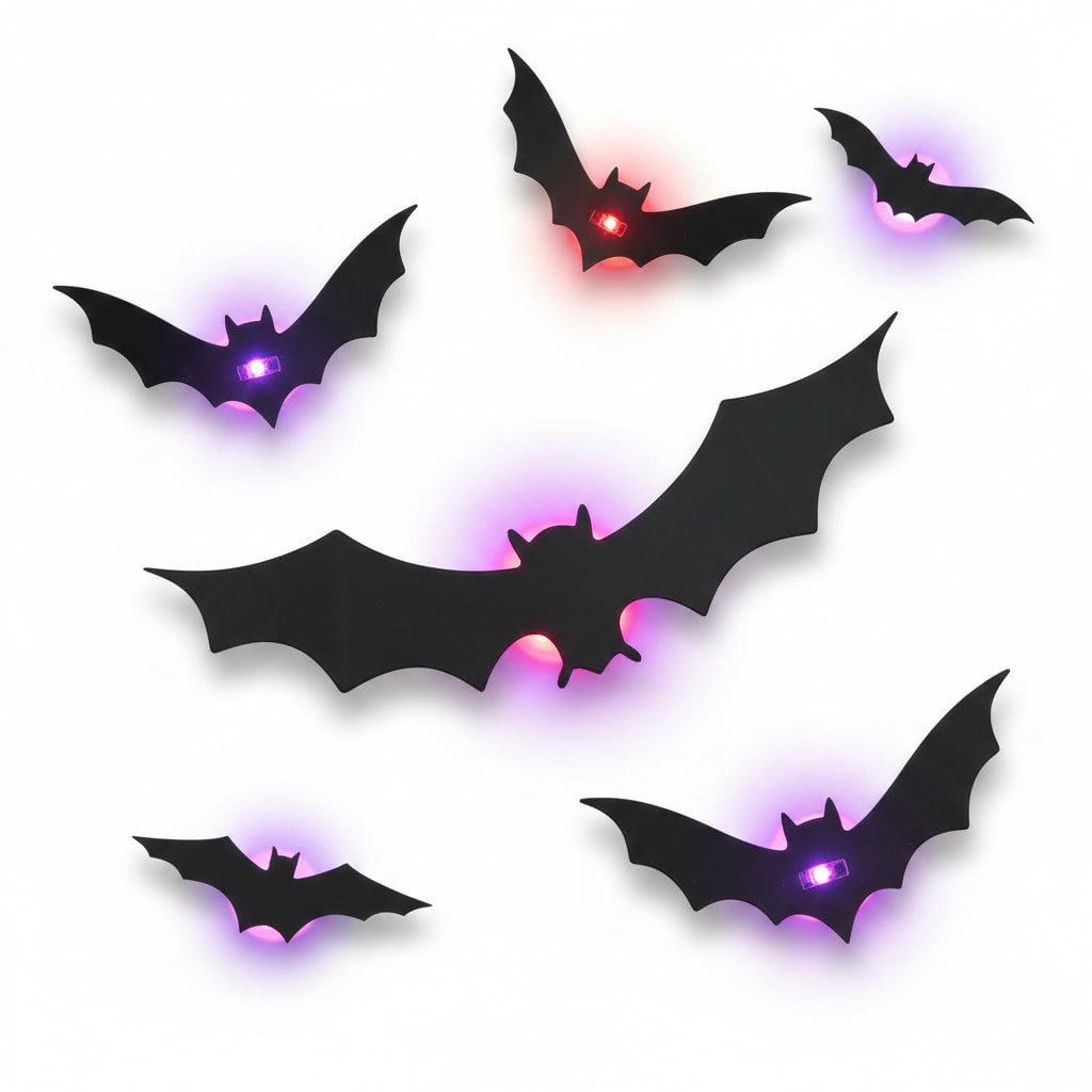 LED Outdoor Wall Lights Glowing 3D Bat Decals for Halloween Peel and Stick Decoration