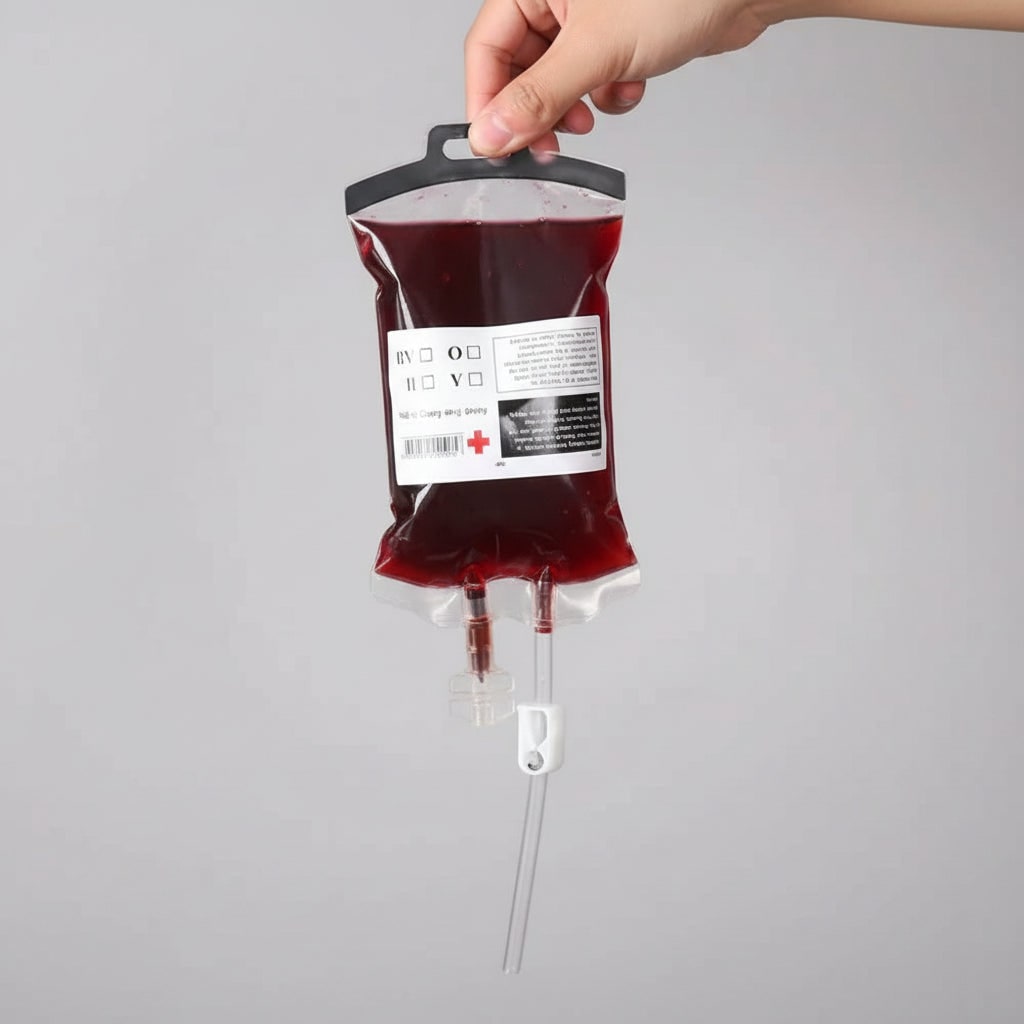 Halloween Party Bags Blood Drink Pouches with Syringe for Haunted House Props